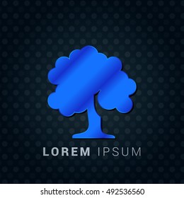 Deciduous Tree Blue metallic chromium precious Icon / Logo Design