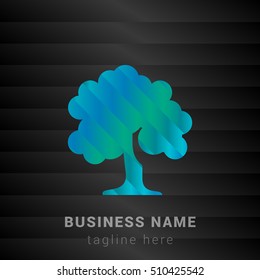 Deciduous Tree Blue,Green and Black silk fashion premium icon / Logo