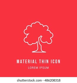 Deciduous Tree Bright red material designed line thin flat icon / logo