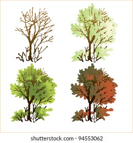 Deciduous tree during different seasons.Used a linear gradient.