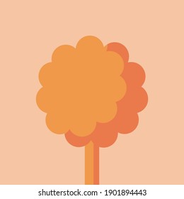 deciduous tree at dusk, flat vector art
