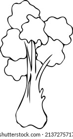 Laubbaum. Handgezeichnete schwarz-weiße Vektorgrafik. Einziger Gegenstand auf weißem Hintergrund. Logo, Clipart, Vorlage.