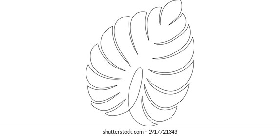 Deciduous tree leaf. Leaves. One continuous drawing line  logo single hand drawn art doodle isolated minimal illustration.