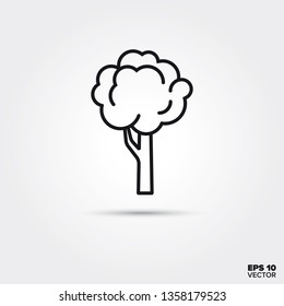 Deciduous tree line icon. EPS 10 vector gardening symbol.