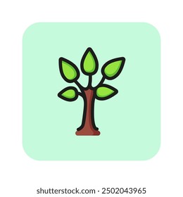 Deciduous tree line icon. Plant, sprout, botany. Nature concept. Vector illustration can be used for topics like gardening, ecosystem, life