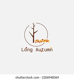 Deciduous tree logo with scattered leaves and forming a letter.