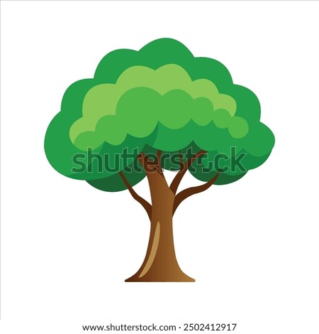 Deciduous Tree silhouette color vector image art illustration, A deciduous tree is a type of tree that sheds its leaves annually, typically in the autumn.