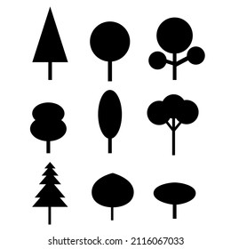 Deciduous tree silhouette set for various events