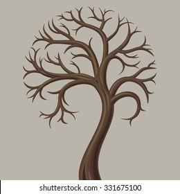 Deciduous tree trunk low. Trunk curve low deciduous tree without leaves.