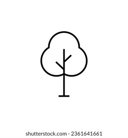 Deciduous wood Illustration Drawn with Thin Line. Perfect for design, infographics, web sites, apps. 