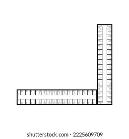 Decimal measure scale ruler icon | Black Vector illustration |