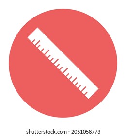 Decimal ruler white glyph with color background vector icon which can easily modify or edit 