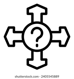 Decision alternatives icon outline vector. Searching for right solution. Mindset question dilemma