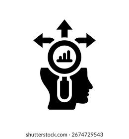 Icono de análisis de decisión Ilustración vectorial de glifos