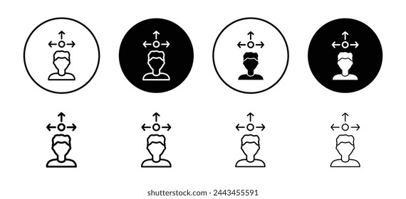 decision arrow with three choice of opportunity cum option in traffic way icon. Road pathway arrow direction set