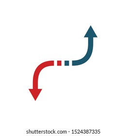 Decision Arrows in opposite direction. Stock vector illustration isolated on white background.