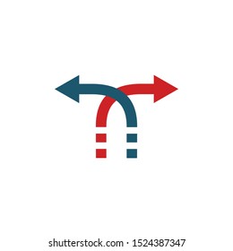 Decision Arrows in opposite direction. Sync arrows. Stock vector illustration isolated on white background.