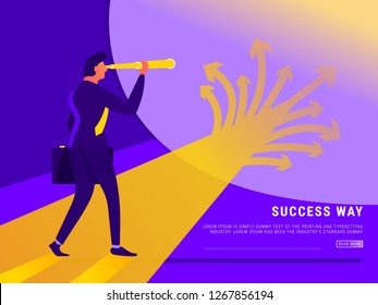 Decision. A businessman looks at arrows pointing to many directions. Concept business vector Decision. A businessman looks at arrows pointing to many directions. Concept business vector