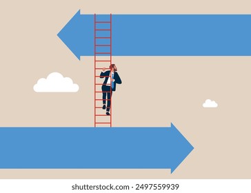 Decision to change to better opportunity. Change business approach. Flat vector illustration