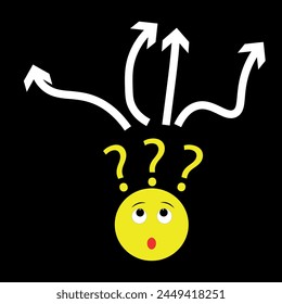 Decision Choice with different Arrows. Emoji with Interrogation point. Vector Illustration.