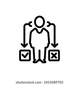 Decision choice way icon design, 2 options with arrows, business choice, outline web symbol on white background. Icon Design