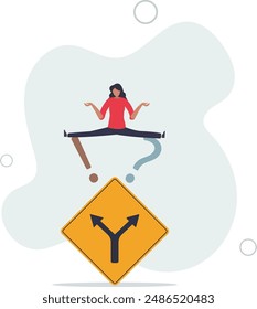 Decision to choose pathway, alternative or choice, deciding career path, determination or thinking to find solution concept.flat design.illustration with people.