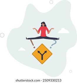 Decision to choose pathway, alternative or choice, deciding career path, determination or thinking to find solution concept.flat design with people.