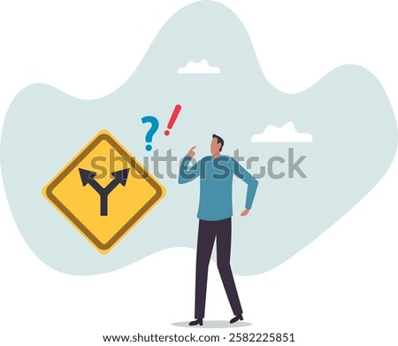 Decision to choose pathway, alternative or choice, deciding career path, determination or thinking to find solution .business concept.flat character.