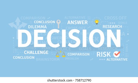 Decision concept illustration. Idea of challenge, research and brainstorm.