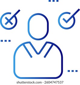 Decision crisis management icon with blue gradient outline style. progress, design, logo, icons, outline, background, white. Vector Illustration