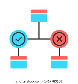 Decision Diagram Color Icon. Block Chart. Problem Solutions. Operations Research. Decision Tree. Management. Information Symbolic Representation. Isolated Vector Illustration