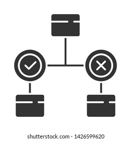 Decision Diagram Glyph Icon. Block Chart. Problem Solutions. Operations Research. Decision Tree. Information Symbolic Representation. Silhouette Symbol. Negative Space. Vector Isolated Illustration