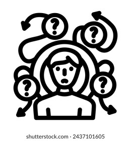 decision fatigue time management line icon vector. decision fatigue time management sign. isolated contour symbol black illustration