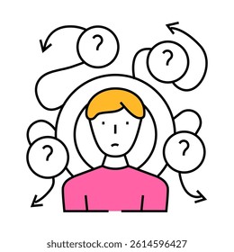 decision fatigue time management line icon vector. decision fatigue time management sign. isolated symbol illustration