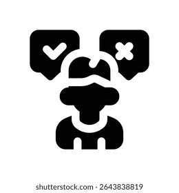 decision glyph icon. Strong and solid vector icon for websites, mobile interfaces, presentations, and visual branding. High quality and easy to edit.