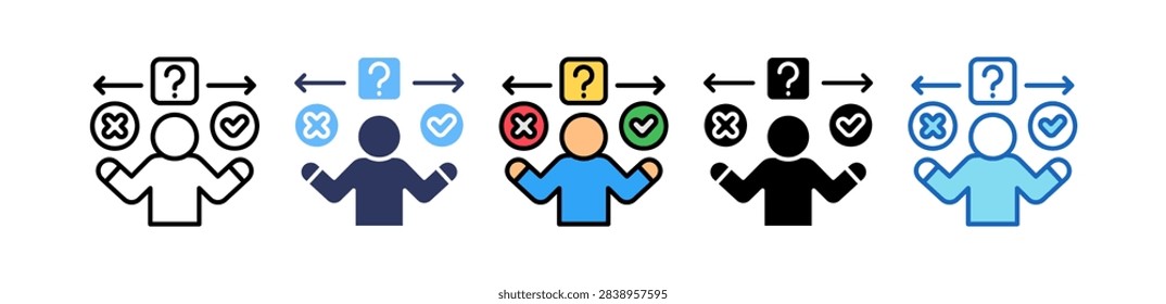 Decision Hesitation Icon multiple Vector Illustration