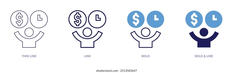 Decision icon in 4 different styles. Thin Line, Line, Bold, and Bold Line. Duotone style. Editable stroke.