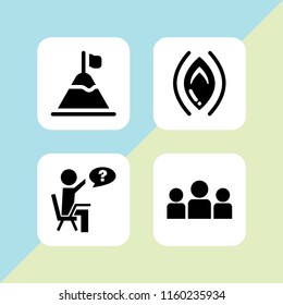 decision icon. 4 decision set with mission, reproduction and question vector icons for web and mobile app