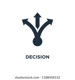 Decision icon. Black filled vector illustration. Decision symbol on white background. Can be used in web and mobile.