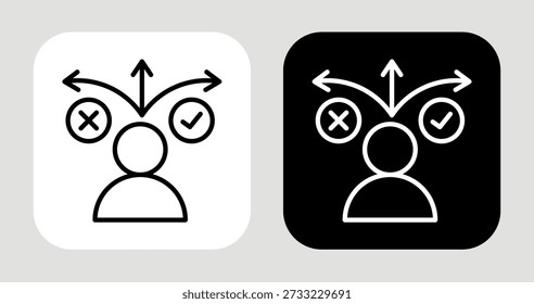 Decision Icon In Black and White Line Style