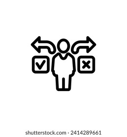 Decision Icon Design between right and wrong on white background