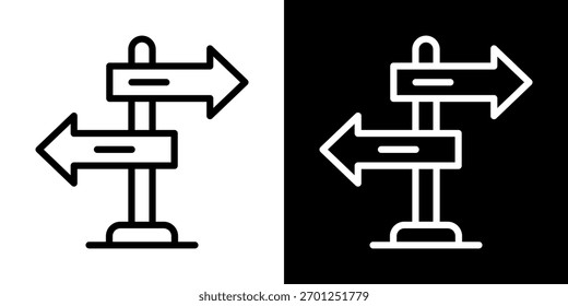 Ícone De Decisão Da Ilustração De Vetor De Estilo Preto-E-Branco De Linha

