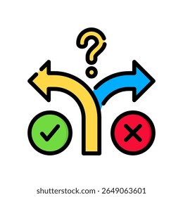 Decision Icon Lineal Color Vector Illustration