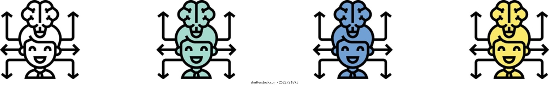 decision icon. Outline, Green, Blue and Yellow Style Design Isolated On White Background