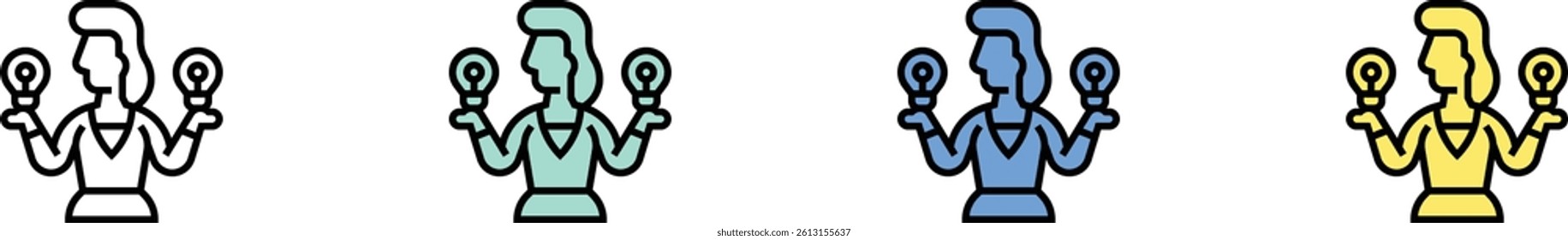 decision icon. Outline, Green, Blue and Yellow Style Design Isolated On White Background
