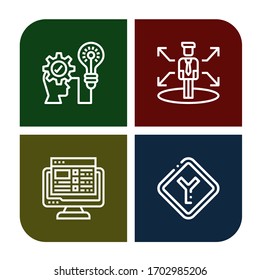 conjunto de iconos de decisión. Recopilación de iconos de estrategia, decisión, lista de tareas, unión