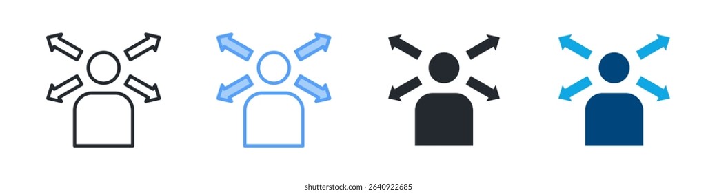 Decision Icon Set Multiple Style. Design In Outline, Blue, Glyph, Dualtone