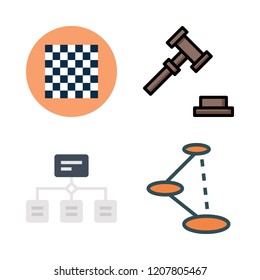 decision icon set. vector set about auction, chess board, hierarchical structure and shortcut icons set.