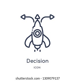 decision icon from startup outline collection. Thin line decision icon isolated on white background.