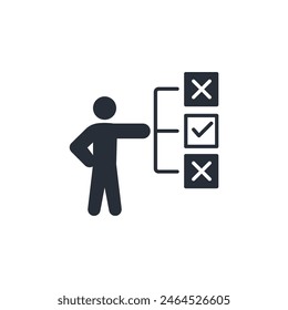 Entscheidungssymbol. Vektorgrafik.Editierbarer Strich.Lineares Stilzeichen zur Verwendung Webdesign,Logo.Symboldarstellung.